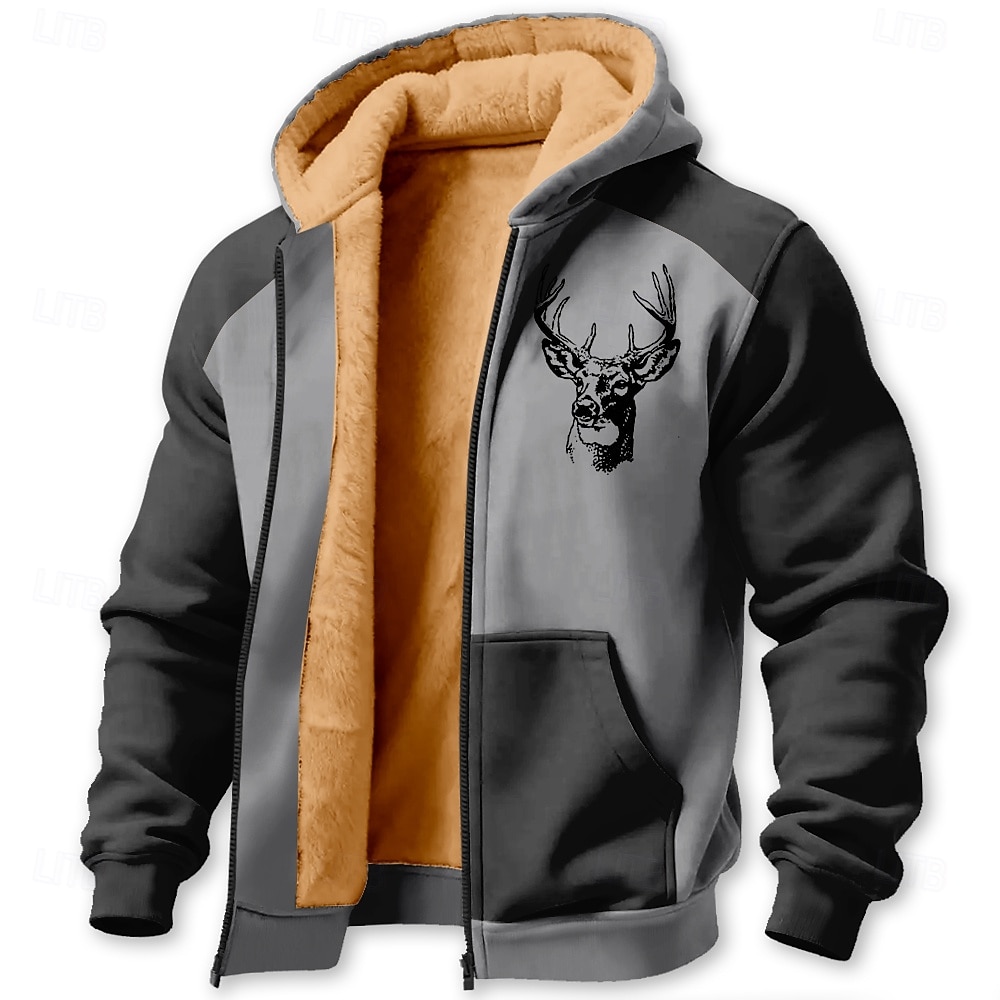 Per uomo Cervo Pile Felpa con Cappuccio Giacca di pelle Felpa Classico Da caccia Manica Lunga Girocollo All'aperto Campeggio Marrone Verde Grigio scuro Con zip Autunno Inverno progettista S M L XL del 2026 a $41.99 –P3