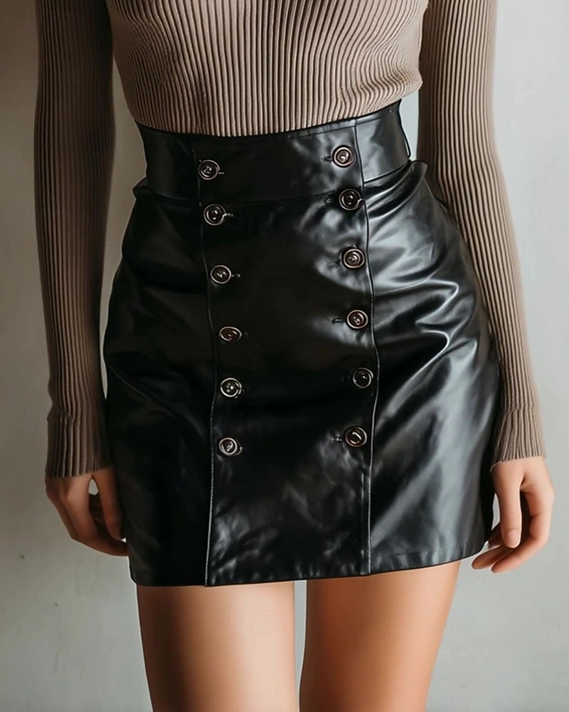 Mujer Moda Sensual Mini Alta cintura Faldas Plano Retazos Microelástico Diario Fiesta Negro Primavera 2026 - $27.99 –P1