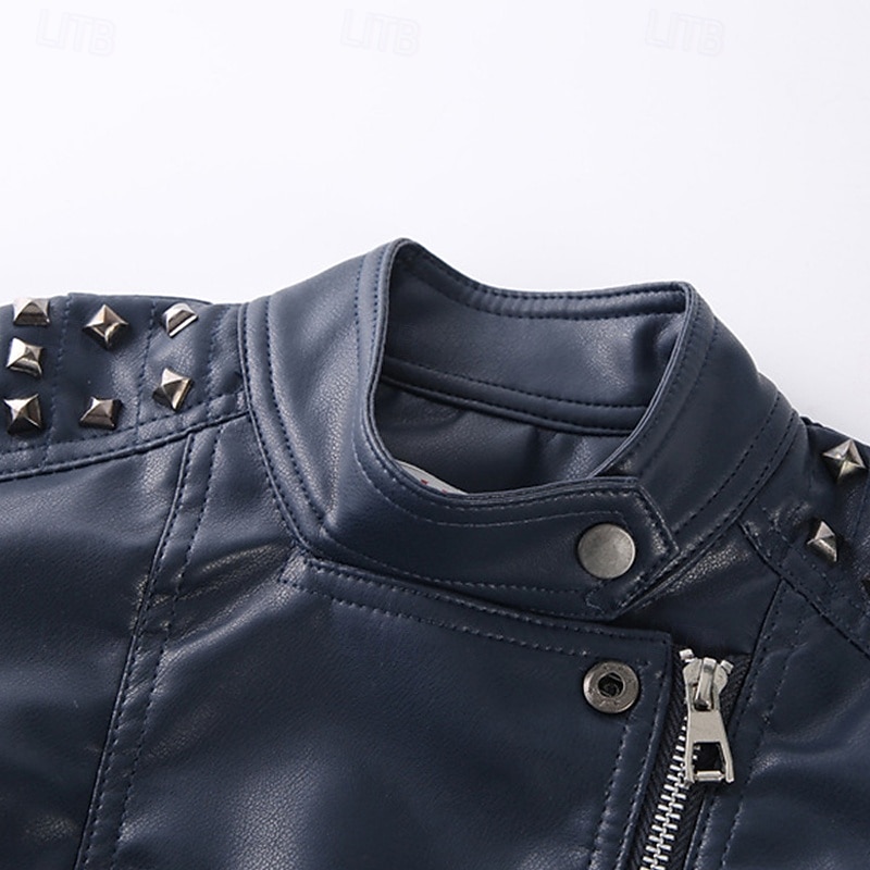 Kinder Jungen Schwarze Lederjacke Jacke Oberbekleidung Einfach Langarm Reißverschluss WASSERDICHT Winddicht Mantel Täglich Mode Lässig Schwarz Frühling Herbst 4-12 Jahre 2026 - $44.99 –P3