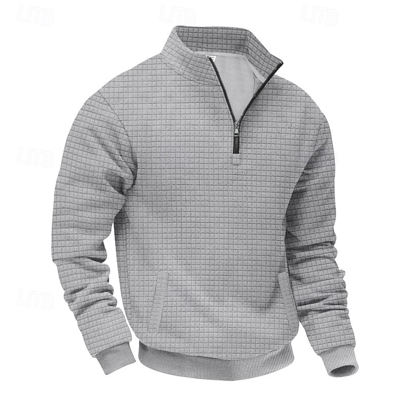Homme Sweat-shirt Sweat-shirt quart de fermeture éclair Gris Clair Demi-zip Uni Jacquard Quotidien Sport & Loisir Fête Polyester Streetwear Basique Occasionnel Printemps Automne Vêtement Tenue Pulls de 2026 ? $28.99 –P3