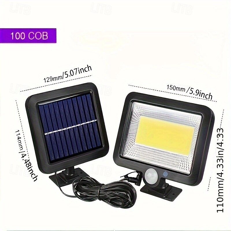 1 шт. 3,5 Вт уличные настенные светодиодные светильники на солнечных батареях с питанием от сети, белые, для наружного освещения двора, 100 светодиодных лампочек 2026 - $25.99 –P6