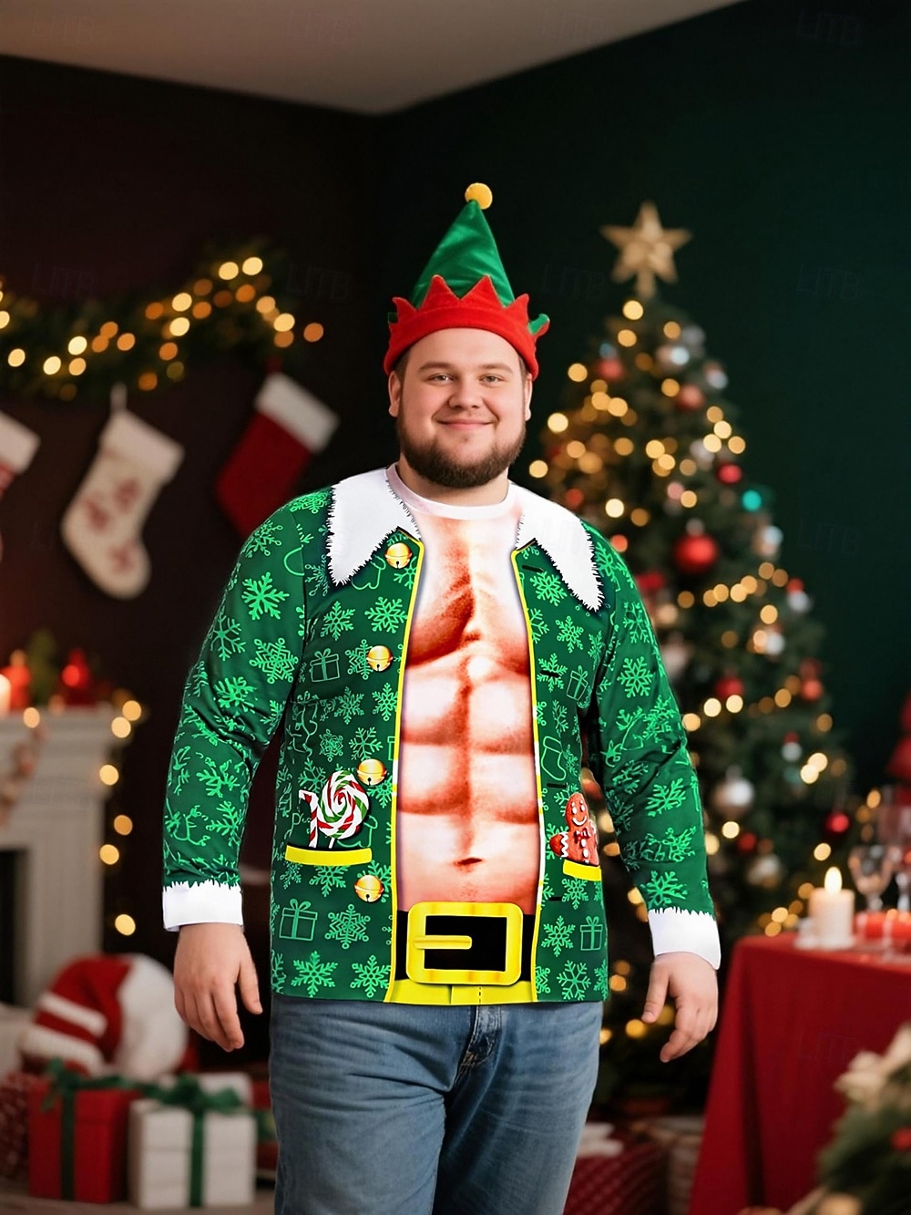 Natale T-shirt Elfo Grafico Originale Divertente per Per uomo Adulti Stampa 3D  per Natale Carnevale Capodanno Feste del 2025 a $23.99 –P4