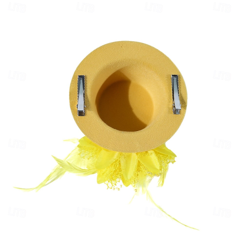 fascinators Fjädrar Fedorahatt Bröllop Tebjudning Hästrace cocktail Elegant Vintage söt stil Med Fjäder Hårbonad Huvudbonader 2026 - $16.49 –P3