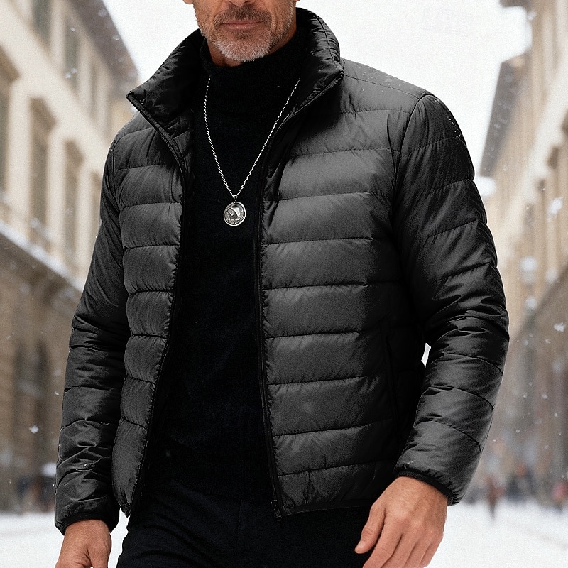 Homens Casaco de inverno Baixa Casaco puffer Jaqueta acolchoada Bolsos 50% de pato branco Férias Roupa Diária Encontro Padrão Moda Casual Confortável Térmico / Quente Outono Inverno Cor Sólida de 2026 por $56.99 –P17