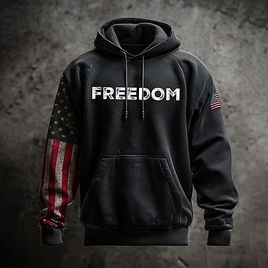 Hombre Bandera estadounidense FREEDOM Sudadera Moda Estilo callejero retro de la vendimia Manga Larga Con Capucha Vacaciones Fiesta Ropa de calle Festival Negro Estampado Otoño Invierno Diseñador S M 2026 - $29.99 –P3
