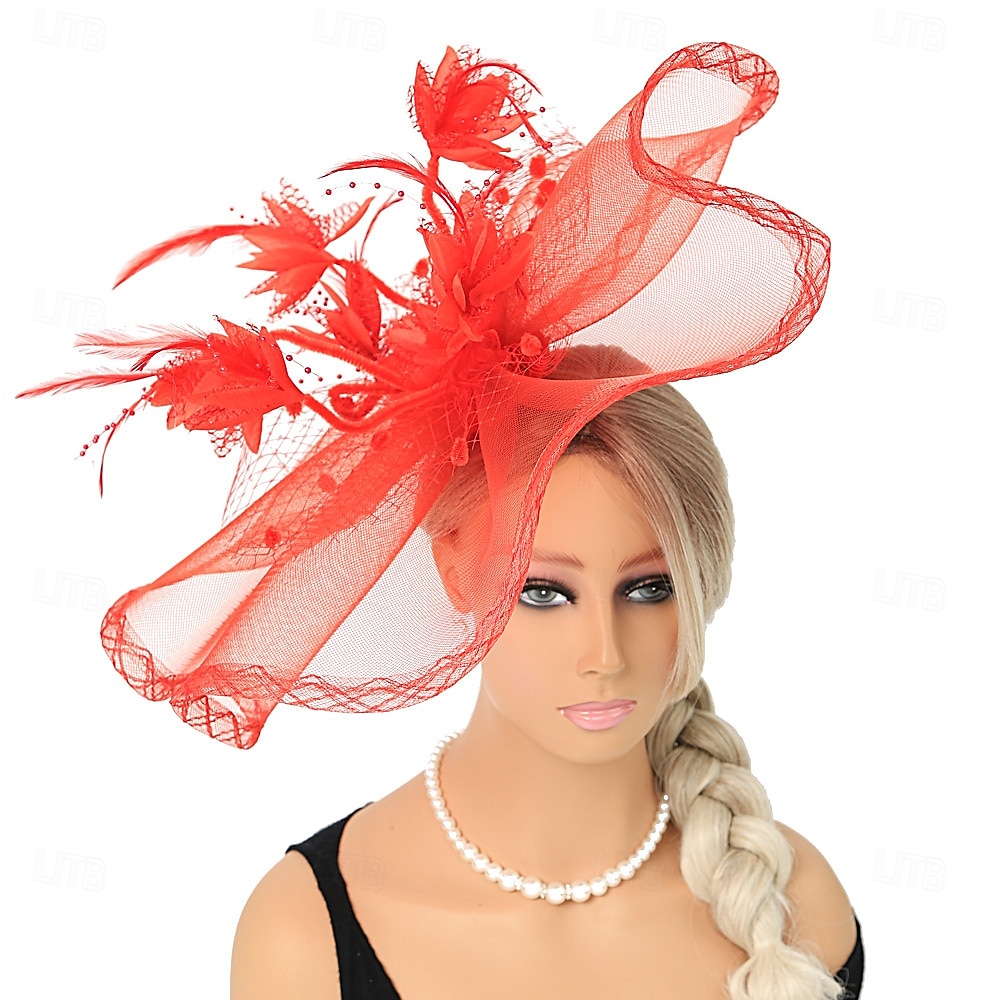Fascinators Tulle Fedora Hat Wedding Tea Party Horse Race Cocktail Elegant Vintage Simple With Feather Headpiece Headwear 2026 - $22.99 –P6