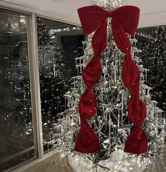 Lazos grandes de 1,8 m para árbol de Navidad, lazo grande de terciopelo rojo y blanco para adorno de árbol, repisa de ventana, repisa de pared, decoración de interiores, hogar, habitación, fiesta, San Valentín, Navidad. 2026 - $39.99 –P5