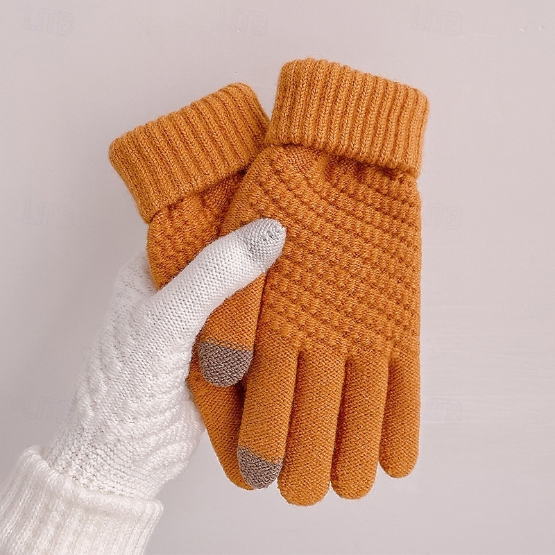 Damen 1 Paar Fingerspitzen / Winterhandschuhe / Gestrickte Handschuhe Streetwear / Outdoor Handschuhe - Einfarbig Vollfinger 2026 - $14.99 –P5