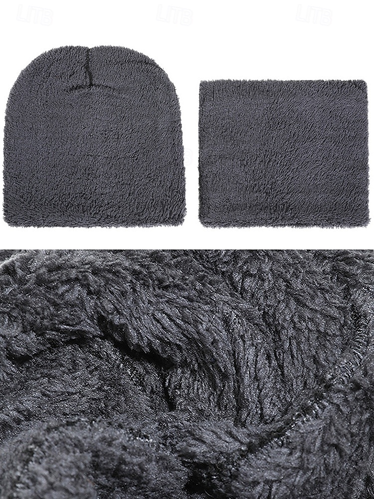 Unisex-Strickmütze und Halstuch-Set, zweiteilig, mit Fleece gefüttert, warm für den Winter, gemütliches Weihnachtsgeschenk für Outdoor-Sport, Skifahren und den Alltag 2025 - $14.99 –P8