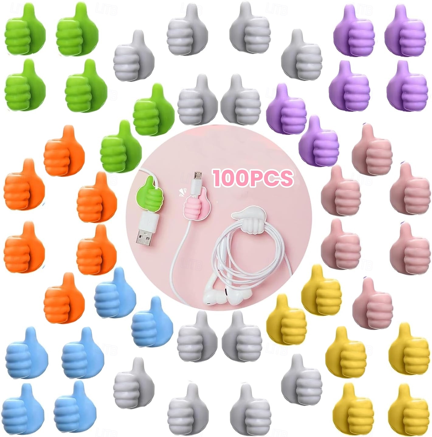 100 יחידות יצירתי סיליקון אגודל קיר וו רב תכליתי דבק כבל קליפס דביק אגודל כבל ארגונית קליפים מפתח קולב 2026 - $16.99 –P1