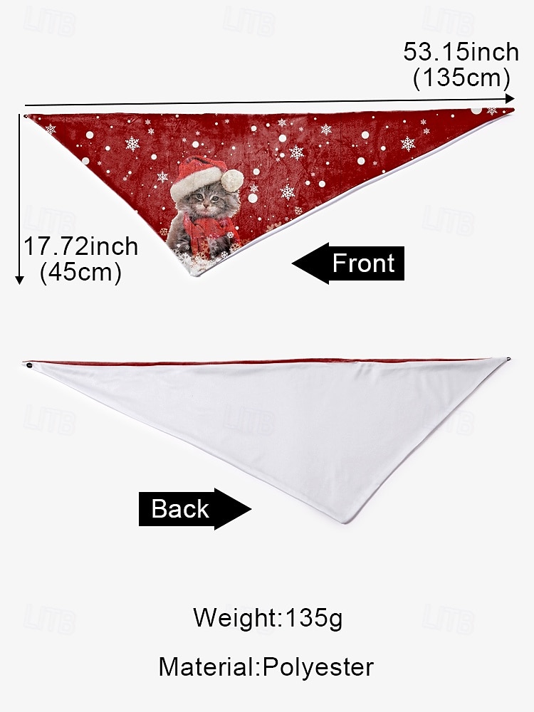 Women's Christmas Cat Print Scarf, Cozy Red Triangle Neck Wrap with Santa Hat Kitten Design, Soft Winter Shawl for Holiday Parties & Gifts 2026 - $14.99 –P9