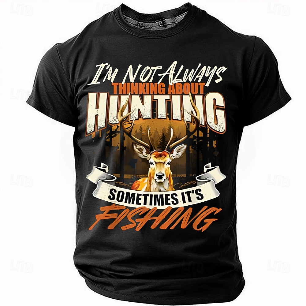 Voor heren Hert T-shirt Korte mouw T-shirt 3D-afdrukken Strakke ronde hals Overhemd Modieus Dagelijks Dagelijks Straat Jagen blauw Zwart Groen Zomer Lente Kleding S M L XL XXL XXXL 2026 - $21.99 –P1