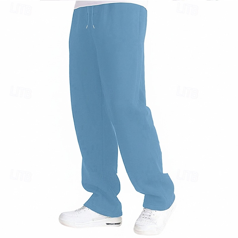 Herren Jogginghose Jogginghose mit weitem Bein Hose Jogginghose mit offenem Saum Kordelzug Elastischer Bund Einfach Atmungsaktiv Volle Länge Lässig Täglich Sport im Freien Mode Basic Schwarz Rote 2026 - $18.99 –P9