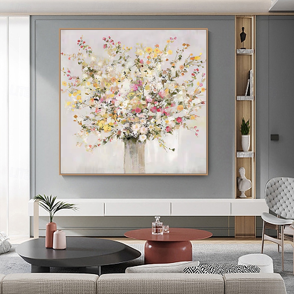 Ručně vyráběné olejomalby z lahví s květinami na plátně, nástěnná dekorace, moderní abstraktní obraz pro domácí dekoraci, rolovaný bezrámový, nenatažený obraz 2026 - $94.99 –P3