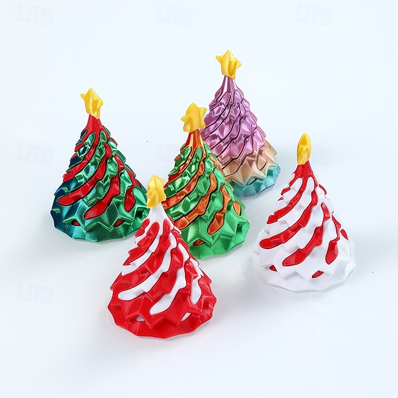 Decorações de árvore de Natal em espiral impressas em 3D - versáteis e giratórias, adequadas para decoração de mesa em casa e no escritório, presente ideal para vários festivais, incluindo Natal e Ano de 2025 por $15.99 –P1