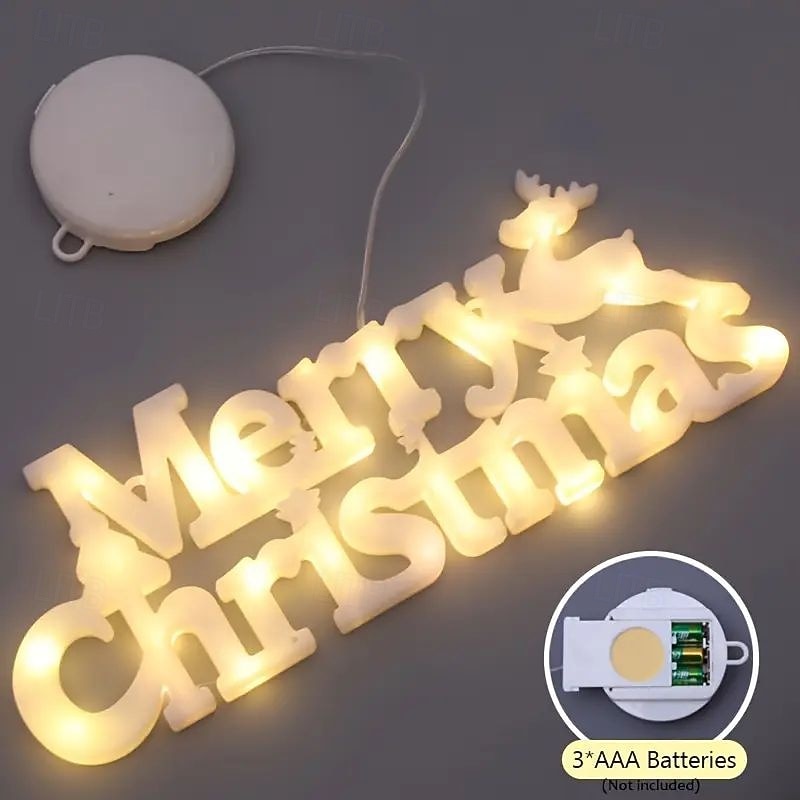 Christmas Decorative Lights LED Sign Lights Battery Powered for Christmas and New Year Home Porch Balcony Trees Bedroom Window Decoration Hanging Light 2025 - CAD $16.99 –P3