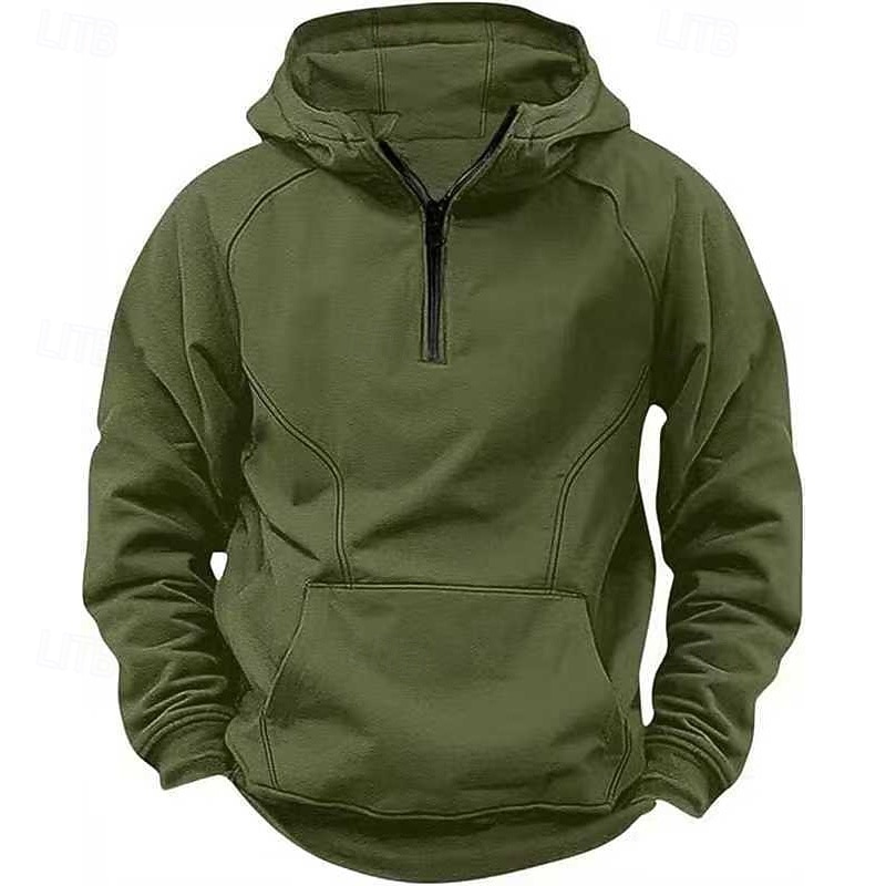 Hombre Sudadera Sudadera con capucha y cremallera de un cuarto Negro Vino Verde Ejército Azul Marino Caqui Con Capucha Plano Bolsillo Media Cremallera Deporte Diario Festivos Poliéster Ropa de calle 2025 - $25.99 –P4