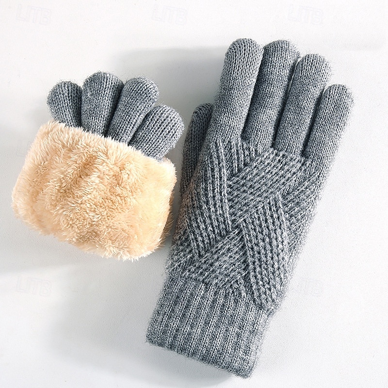 Dam 1 par Fingertoppar / Vinterhandskar / Stickade handskar Streetwear / Grundläggande / Utomhus Handskar - Solid färg Helt finger 2026 - $22.99 –P2