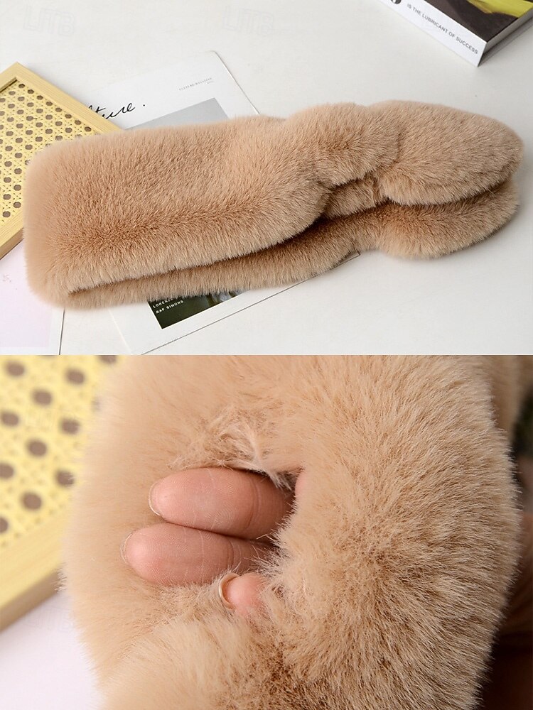 cachecol feminino de pele sintética de natal, aquecedor de pescoço macio com nó cruzado, xale elegante de inverno para festas de fim de ano e presentes de 2026 por $11.99 –P7