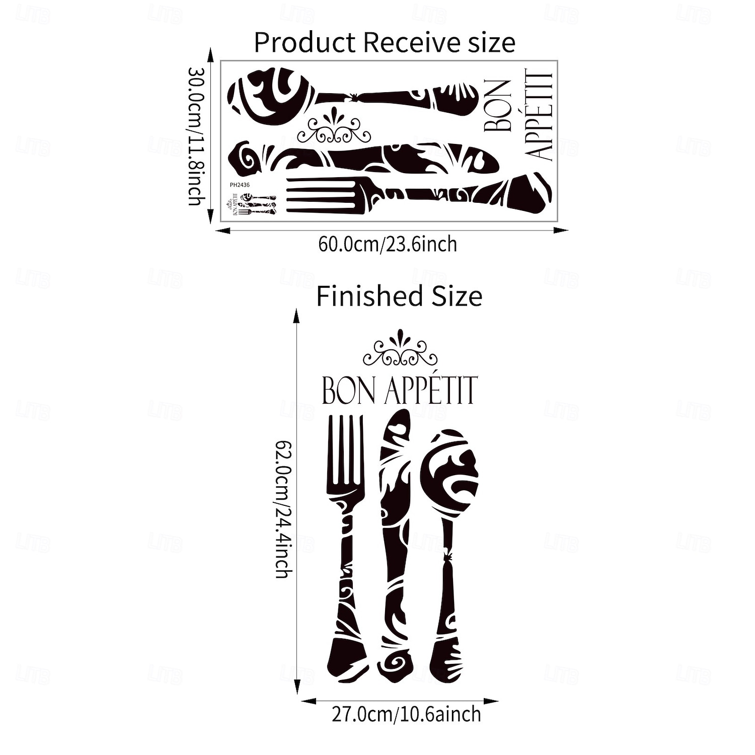 veitsi ja haarukka seinätarra bon design perhekeittiö inspiroiva lainaus irrotettava seinätarra ruokasaliin ravintolakeittiön seinän sisustus luova tausta koti koristeellinen taidetarvikkeet 2026 - $10.49 –P6