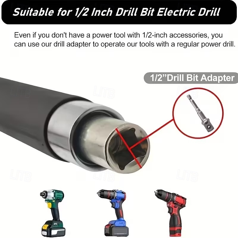 6 az 1-ben eltolt hosszabbítókulcs, elektromos racsnis kulcs levehető adapterrel, kompatibilis 1/2", 1/4" és 3/8" dugókulcsokkal, akkus ütvecsavarozó hosszabbító rúd autószerelő szerszámokhoz 2026 - $84.99 –P12