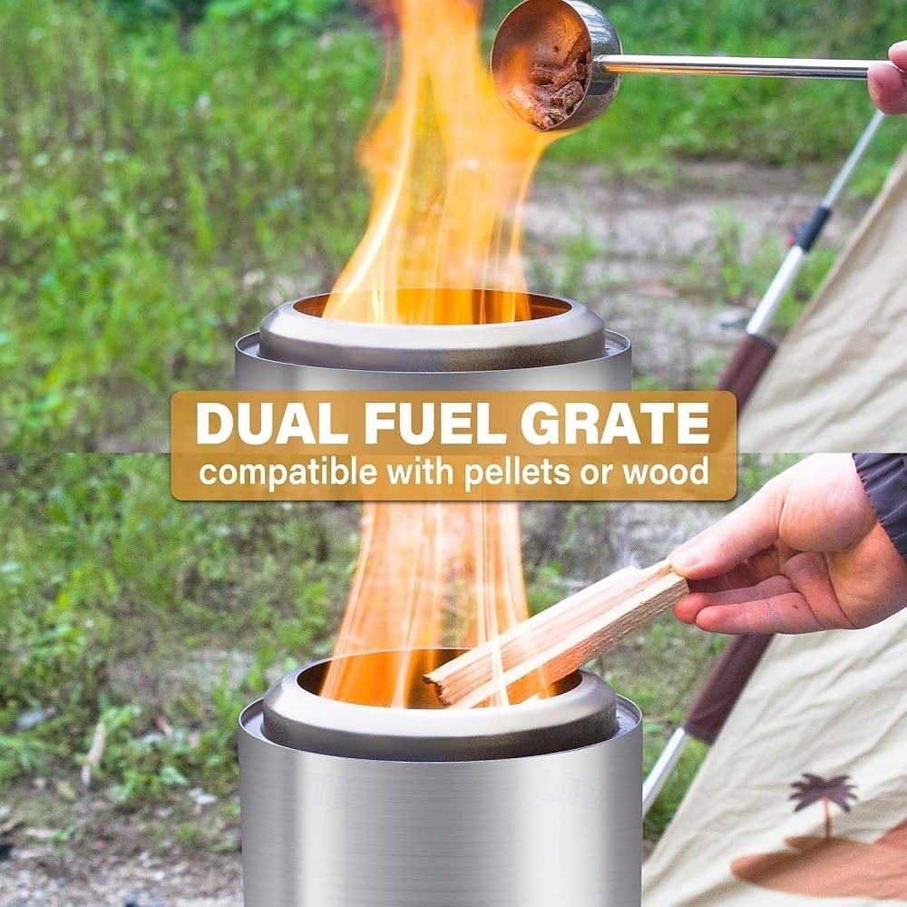 Tabletop Fire Pit Smokeless Portable Bonfire 304 Stainless Wood Burning with Grill and Removable Ash Pan, Ideal for Camping and Part 2025 - $54.99 –P10