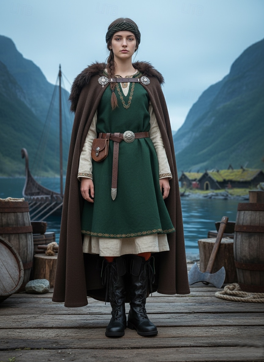 Middeleeuwse Viking-kniehoge veterlaarzen van imitatieleer voor dames, retro renaissancekostuumschoenen voor LARP, cosplay en festivals &podiumoptredens 2026 - $59.99 –P1