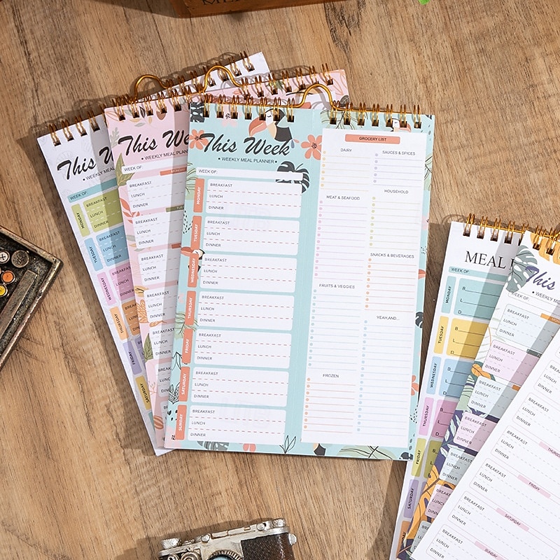 ateriasuunnitteluvihko 8,5x5,8 tuumaa, 52 arkkia magneettinen, kaksoiskierteinen ateria &ruokalista, seinälle kiinnitettävä ruokalistasuunnittelija päivittäiseen käyttöön &viikkosuunnitelma 2026 - $13.99 –P1