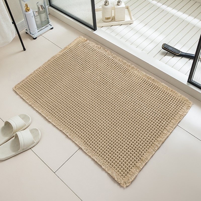 Alfombra de baño tipo gofre, alfombras de baño bohemias antideslizantes y lavables, ultrasuaves, súper absorbentes y de secado rápido, decoración rústica para el baño 2026 - kr.148 –P10