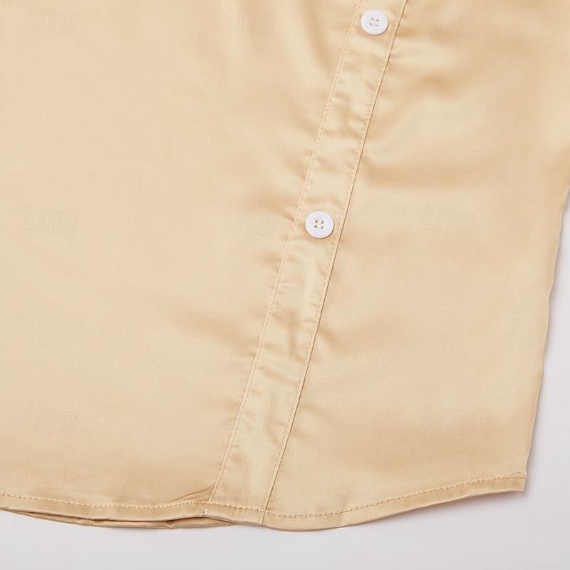 Pánské Košile Hedvábí jako Saténová košile Košile pro volný čas Bez vzoru Formální Svatební Černá Fialová Námořnická modř Zlatá Dlouhý rukáv Nabíraný krk Jaro & podzim Celý rok Oblečení Nabírané šaty 2026 - $25.99 –P10