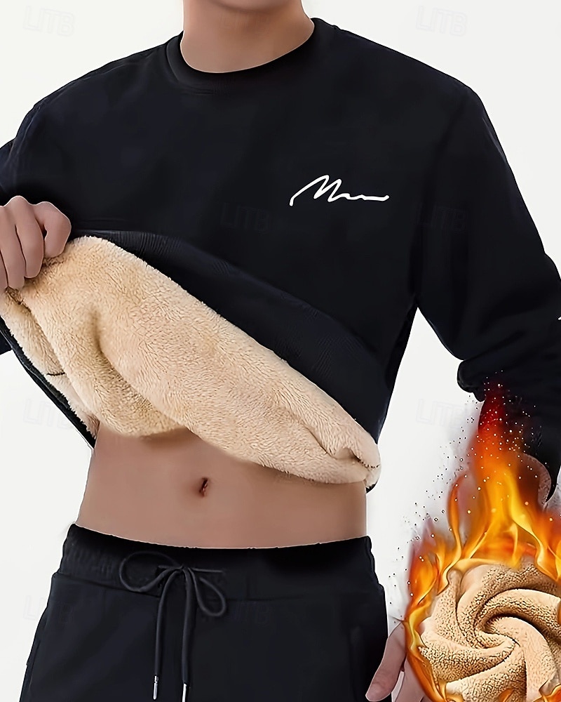 Homens Cor Sólida Moletom de lã Lounge Top Outono/Inverno Grossa Manga Longa Roupa Esportiva A Prova de Vento Quente Academia Equitação Corrida Exercite-se Ioga Preto Branco Amarelo Roupa de esporte de 2026 por $28.99 –P1