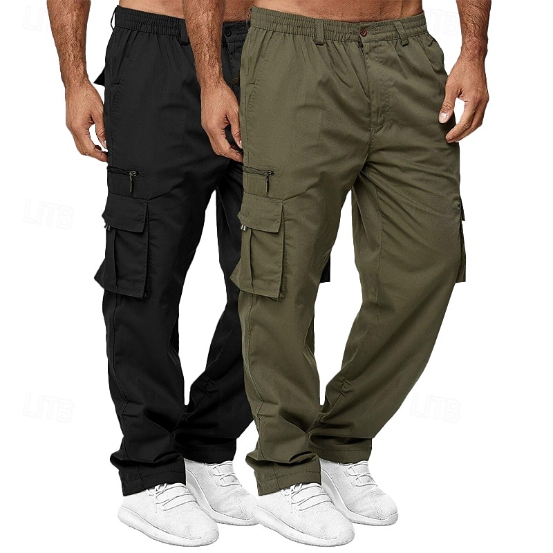 Per uomo Pantaloni Cargo Pantaloni da escursionismo Elastico in vita Multi-tasche Semplice Traspirante Lunghezza intera All'aperto Casuale Quotidiano Stile Etnico Stile Classico Verde+Cachi Blu+Cachi del 2026 a $31.99 –P2