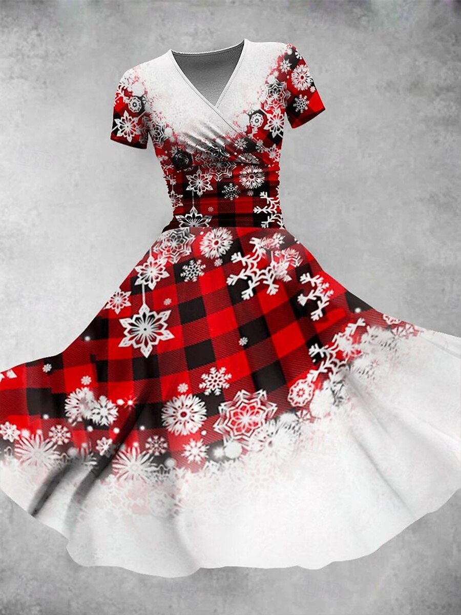 blue dress for baby girl Vintage Christmas Plaid Dress A-Line Party Tartan Dresses – yewendress