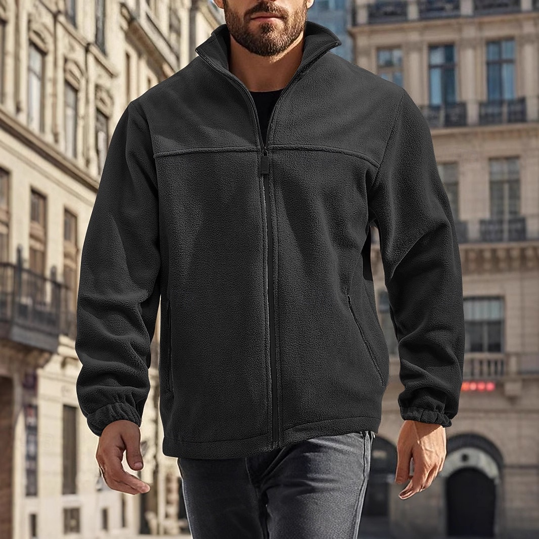 Herre Utendørs jakke Fleece-jakke Formell Hjem Hold Varm Lomme Grunnleggende Vår Høst Helfarge Aktiv Nøytral Skjortekrage Normal Mørkegrå Svart Hvit Lilla Oransje Jakker 2025 - $38.99 –P16