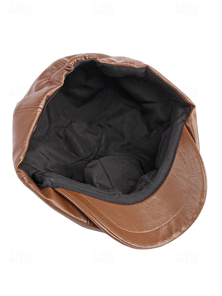 férfi karácsonyi műbőr sapka – stílusos piros, barna, fekete és szürke lapos sapka – meleg téli sapka férfiaknak – divatos ünnepi kiegészítő karácsonyi ünnepségekre 2026 - $14.99 –P8