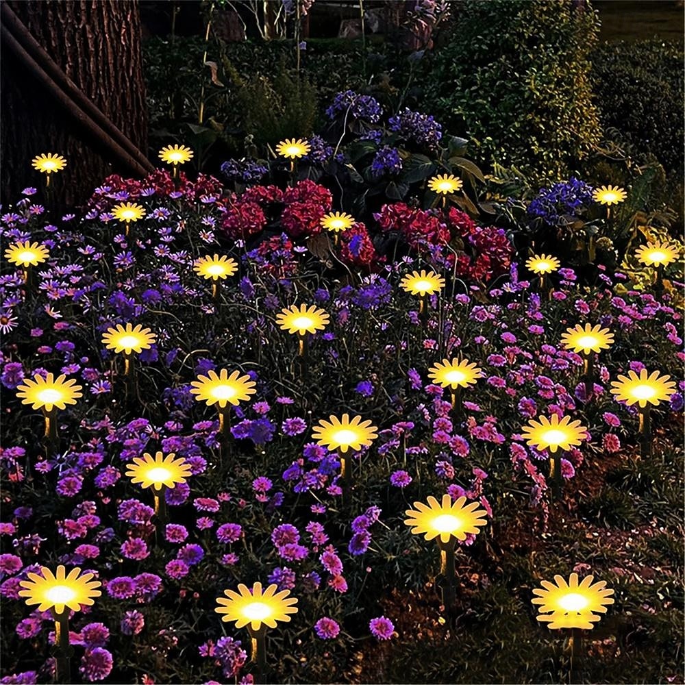 Lot de 10 ou 20 lampes solaires LED en forme de tournesol pour cour, rue, paysage, ambiance, éclairage de chemin, pelouse, enterrées, 1 pièce de 2026 ? $17.99 –P4