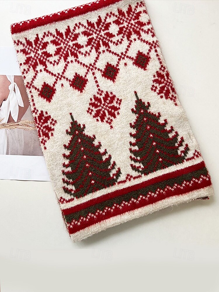 Damen Schal Gestrickt Polyester Weihnachtsbaum Weihnachtsmuster Weihnachten Mode Freizeit 2026 - $24.99 –P7