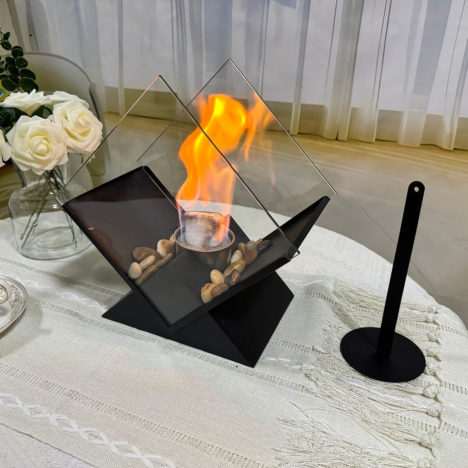 timanttimainen pöytälevyllä varustettu tulisija, kannettava pöytälevyllä varustettu takka, puhdas palaminen, bioetanolitakka, tuuletusaukoton takka sisä- ja ulkotiloihin, terasseille, juhliin ja 2026 - $92.99 –P11