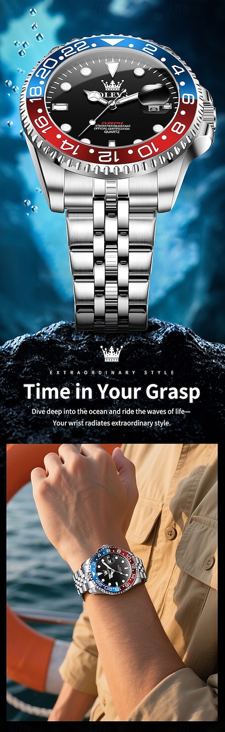 OLEVS 5657 Luxury Quartz Watches Gift for men Top Brand Original Stainless Steel Calendar Waterproof Luminous Men's Dress Wristwatch 2026 - $39.99 –P1