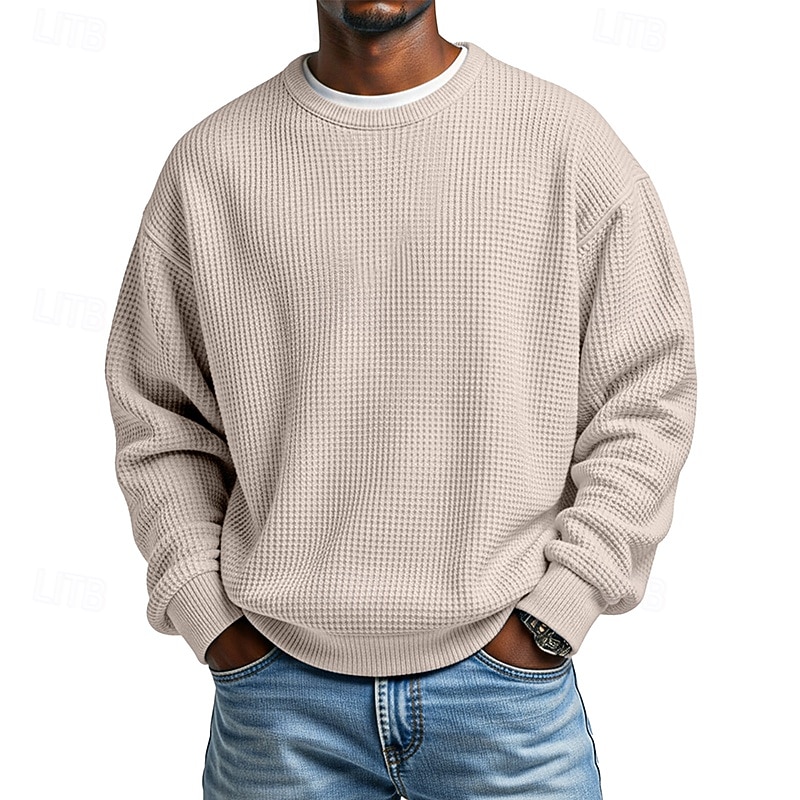 Per uomo Maglia Felpa a nido d'ape Maglione Aalbicocca Bianco Girocollo Semplice Testurizzato Casuale Quotidiano Sport & Outdoor Poliestere Streetwear Cool Abbigliamento Sportivo Primavera & Autunno del 2026 a $24.99 –P8