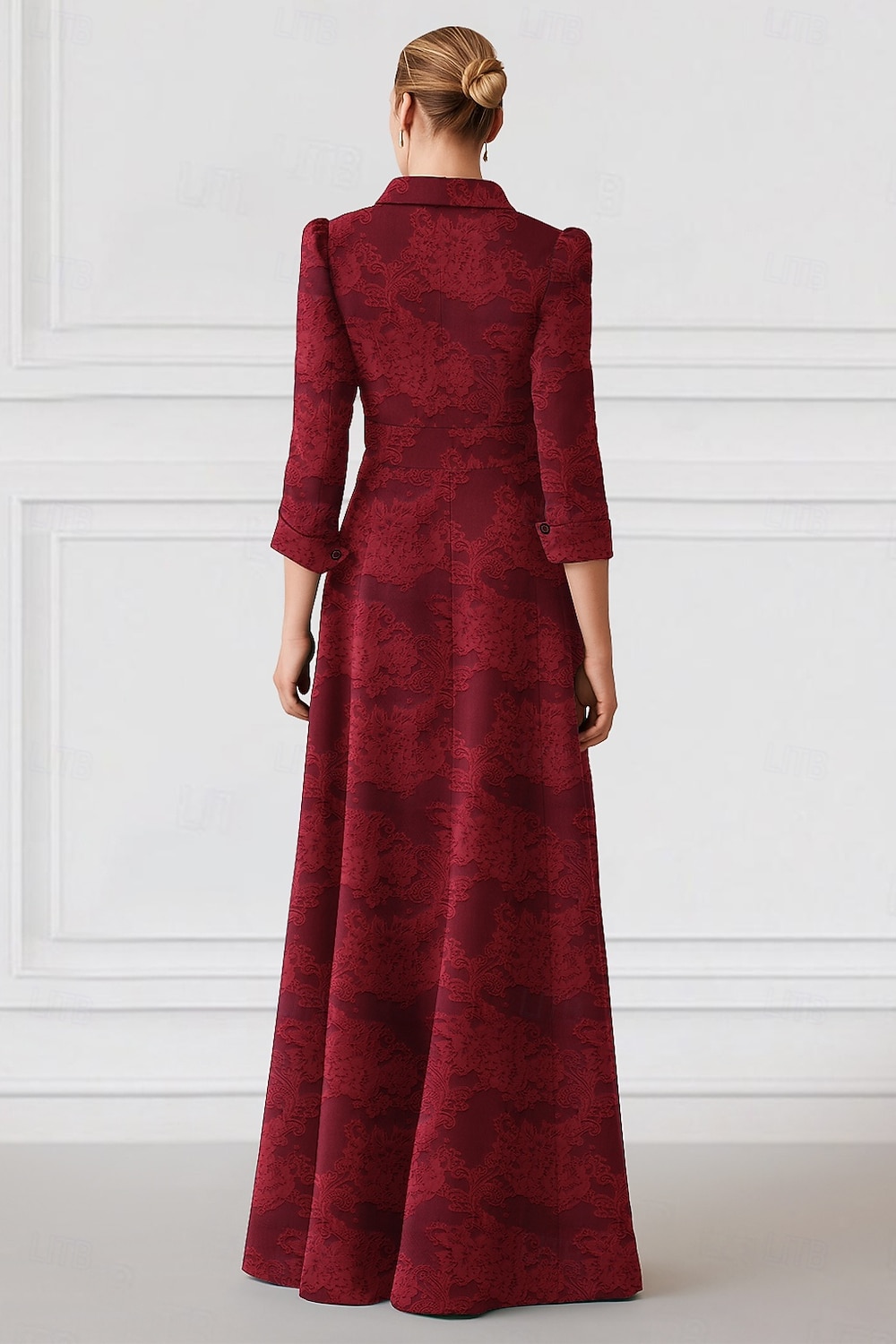 Robe A-Ligne Longueur Plancher Robe Chemise Robe Invité de Mariage Robes Formelles Robe Mère de la Mariée Manches Longues Col Chemise Élégante Vintage Formelle avec Nœud(s) de 2026 ? $195.99 –P2