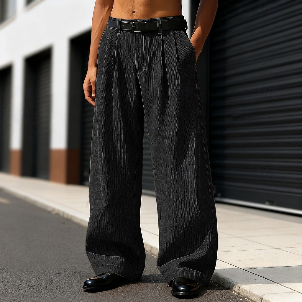 Men's Trousers Dress Pants Corduroy Pants Slacks Baggy Pants Front Pocket Plain Comfort Full Length Outdoor Home Party Vacation Fashion Loose Fit Black Khaki Inelastic 2026 - $25.99 –P6