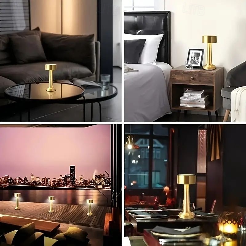 Nowoczesna, minimalistyczna metalowa lampa stołowa do biura, z funkcją oświetlenia, sterowana dotykowo, z możliwością ładowania, z 3-stopniową regulacją jasności, do biura, sypialni, gabinetu, na 2026 - $13.49 –P9