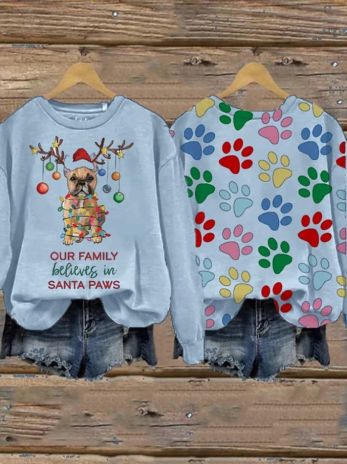 Damen Pullover Sweatshirt Grafik Tiermotiv Hund Lässig Langarm Rundhalsausschnitt Normale Oberteile Straße Alltagskleidung Lässig Patchwork Schwarz Weiß Hellgrün Rosa Leicht Blau Herbst Winter 2025 - $28.99 –P3
