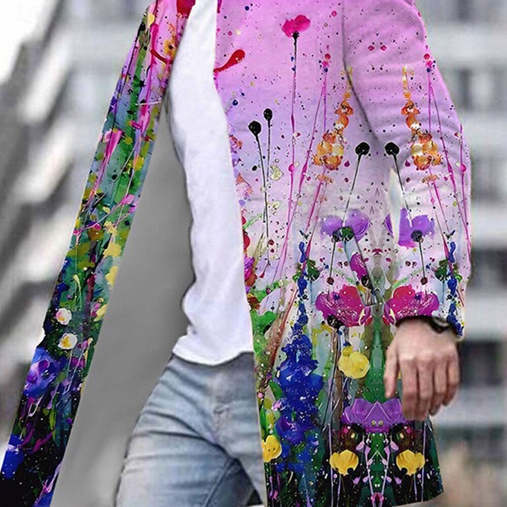 Homens Floral Estampas Abstratas Casaco de inverno Casaco Manter Quente Confortável Respirável Moda Roupa de rua Negócio Trabalho Vestir para trabalhar Para Noite Bolsos Imprimir Outono & inverno de 2026 por $69.99 –P4