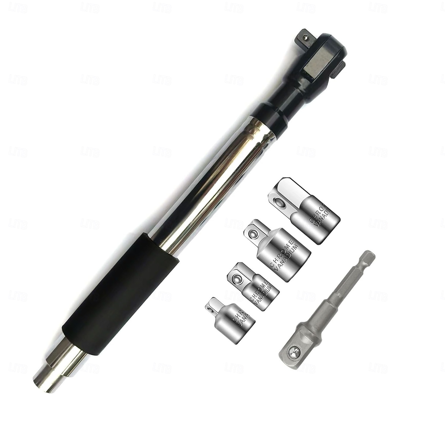 6 az 1-ben eltolt hosszabbítókulcs, elektromos racsnis kulcs levehető adapterrel, kompatibilis 1/2", 1/4" és 3/8" dugókulcsokkal, akkus ütvecsavarozó hosszabbító rúd autószerelő szerszámokhoz 2026 - $84.99 –P16