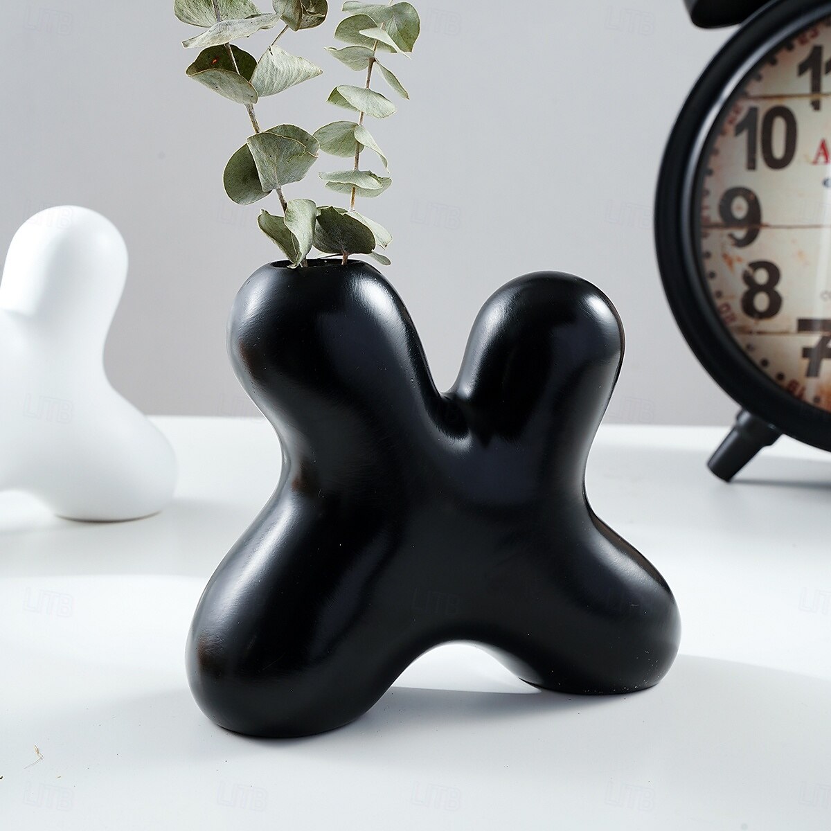 1 шт. креативная ваза в форме буквы X из полимерного материала, черно-белая, декоративная бутылка, сухой цветочный контейнер, подходящий для дома, гостиной, спальни, столовой, украшения стола для 2025 - $13.49 –P6