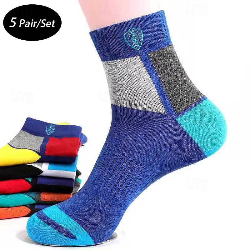 Miesten 5 Parit Monipakkaus Sukat Juoksusukat Vapaa-ajan sukat Sateenkaari Multi Color Väri Väripalikka Loma Urheilu ja ulkoilu Päivittäin Perus Keskipaksu Kevät Syksy Muoti Vapaa-aika 2026 - $4.49 –P1