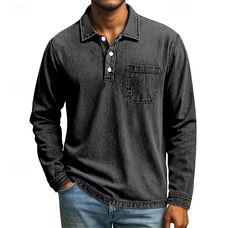 Ανδρικά Πουκάμισο γκολφ Μπλουζάκια Golf Polos Causal Δουλειά Πέτο Μακρυμάνικο Βασικό Μοντέρνα Σκέτο Τσέπη Κουμπιά Άνοιξη Φθινόπωρο Κανονικό Βαθύ πράσινο Σκούρο μπλε Καφέ Πουκάμισο γκολφ 2026 - HUF 7410 –P5