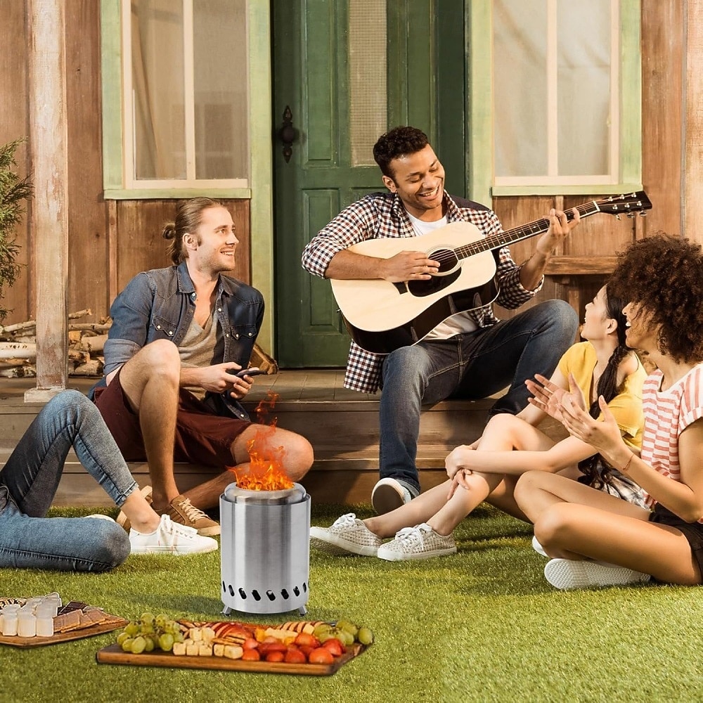 Tabletop Fire Pit Smokeless Portable Bonfire 304 Stainless Wood Burning with Grill and Removable Ash Pan, Ideal for Camping and Part 2025 - $54.99 –P11